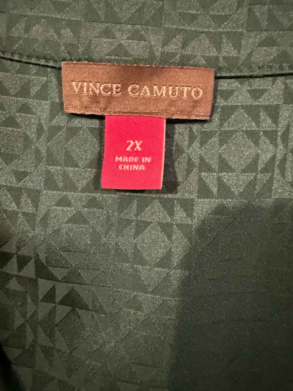 Vince Camuto 2X Emerald Green Jacquard High Low Blouse Balloon Sleeve - Picture 5 of 14